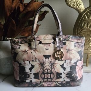 Henri Bendel Kaleidoscope Floral Saffiano Leather Satchel Bag GUC